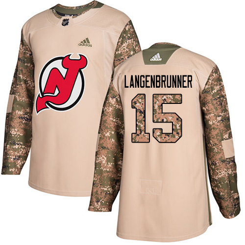 Adidas Devils #15 Langenbrunner Camo Authentic Veterans Day Stitched NHL Jersey